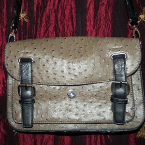 Beige leather messenger bag